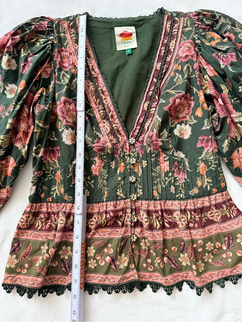 FARM Rio Flowering Garden Blouse 100% Cotton Beautiful Details Size M - Picture 7 of 13